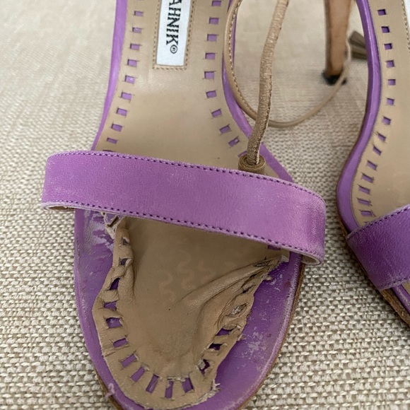 Manolo Blahnik size 36.5 purple heels. Worn. Ships FREE. - Picture 6 of 10